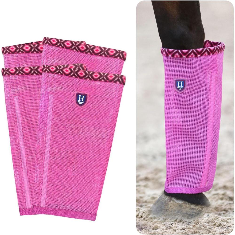 imageFine Mesh Fly Boots Loose Fitting ampamp NonSlip Horse Fly Leggings Fleece Air Flow Set of 4Hot Fuchsia