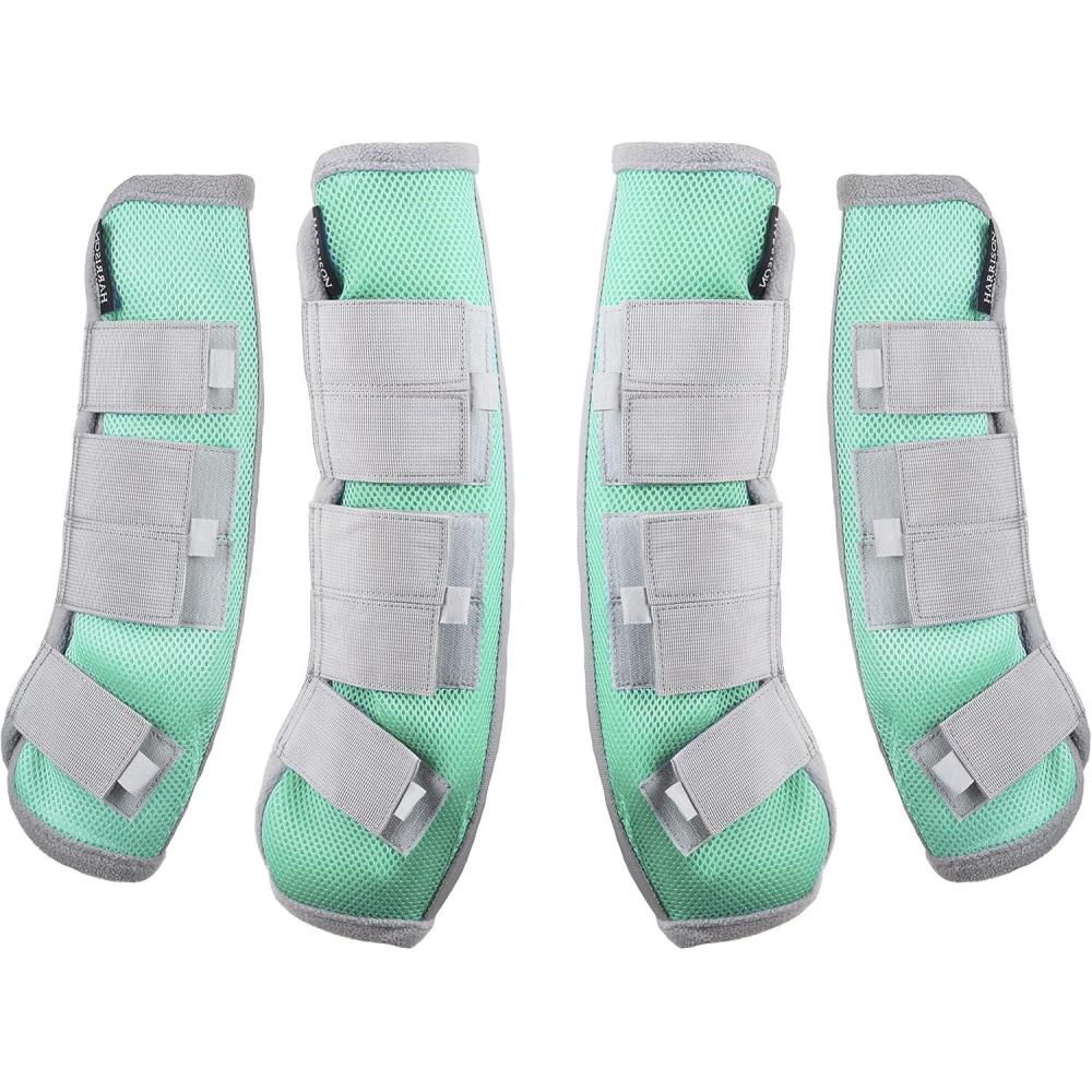 imageHarrison Howard Horse Fly Boots Leg Guards Fly Boots Protection Set of 4 Aqua Medium CobAqua