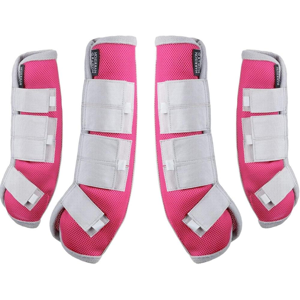 imageHarrison Howard Horse Fly Boots Leg Guards Fly Boots Protection Set of 4 Aqua Medium CobMagenta