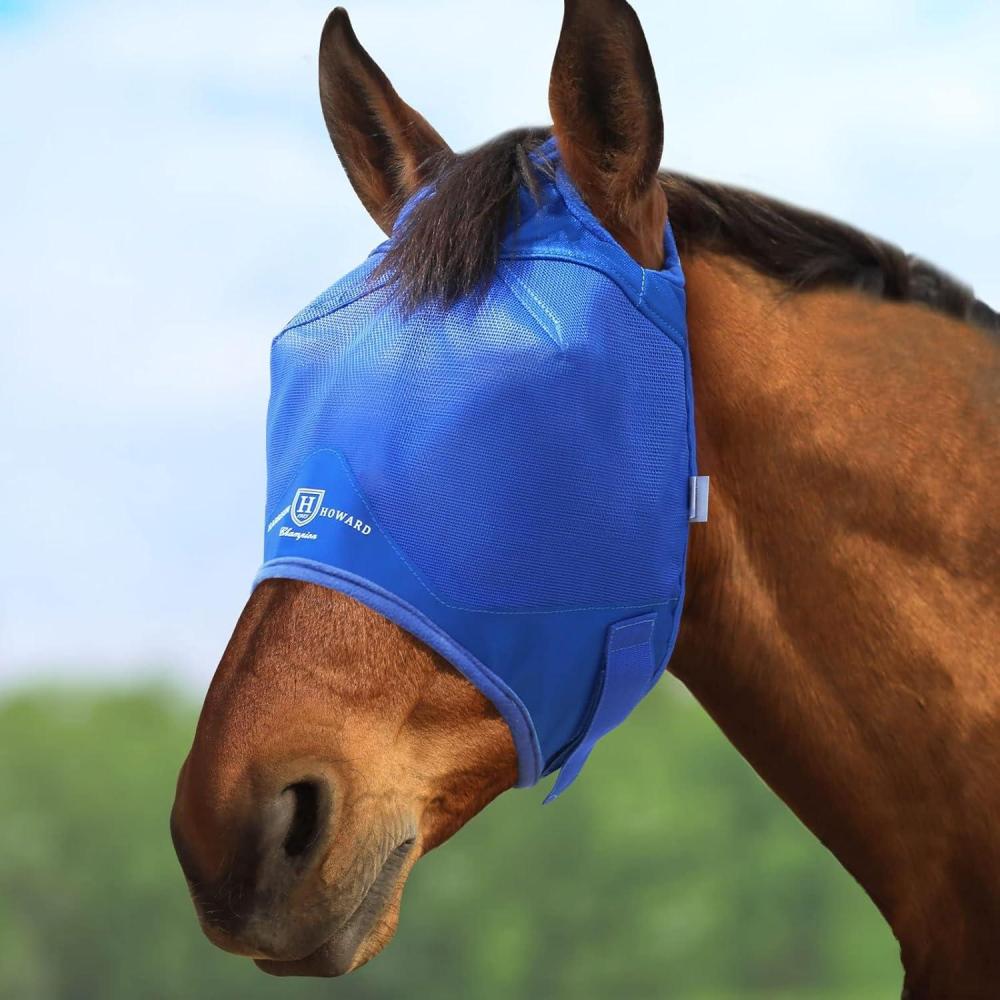 imageHarrison Howard Horse Fly Mask Standard Original Grey Horse LargeSignature Blue