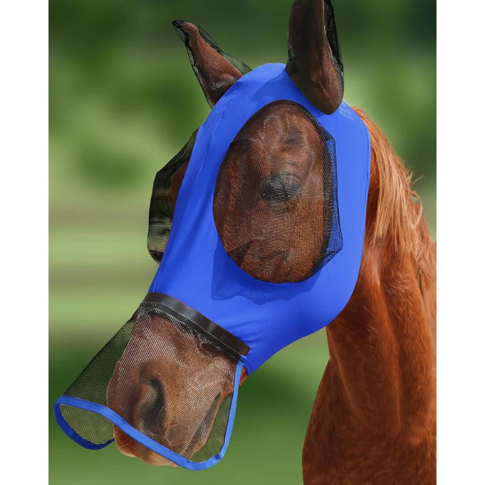 imageHarrison Howard Horse Fly Mask with Detachable Nose CoverRoyal Blue L Full Size