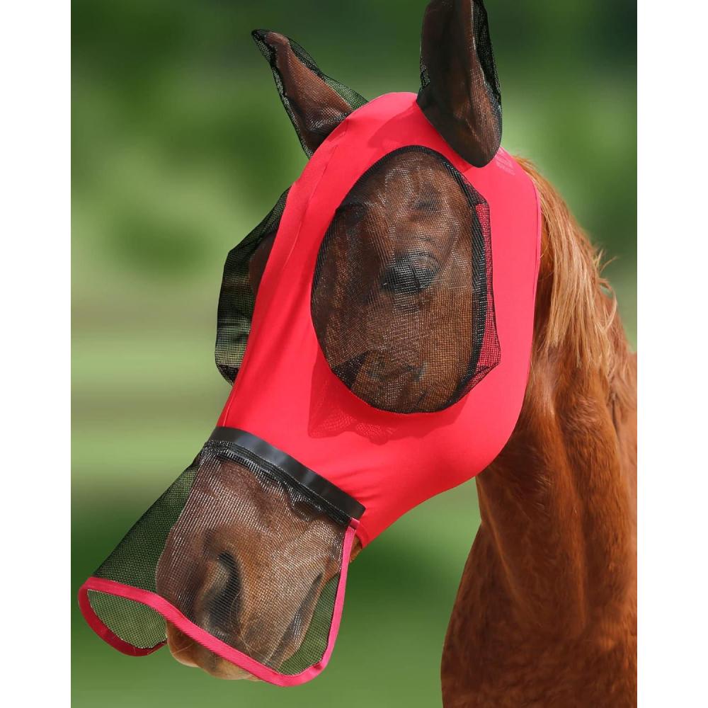 imageHarrison Howard Horse Fly Mask with Detachable Nose CoverRuby L Full Size