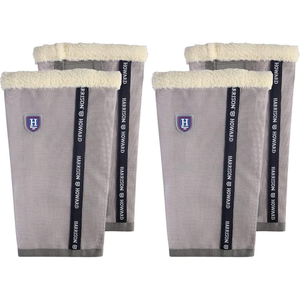 imageHarrison Howard LooseFitting Horse Fly Boots UVProtective Breathable TearResistant Fine Mesh Leggins Stayon Comfortable Fly Boots with UltraSoft Wool Trim Set of 4 Original Grey Cob MediumOriginal Grey