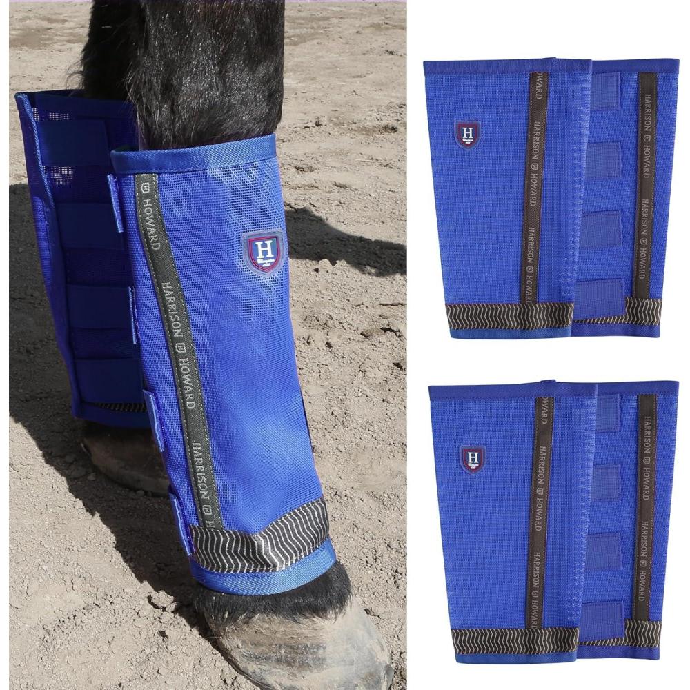imageHarrison Howard LooseFitting Horse Fly Boots UVProtective Durable Fine Mesh Leggins with Reflective Strips Set of 4Signature Blue