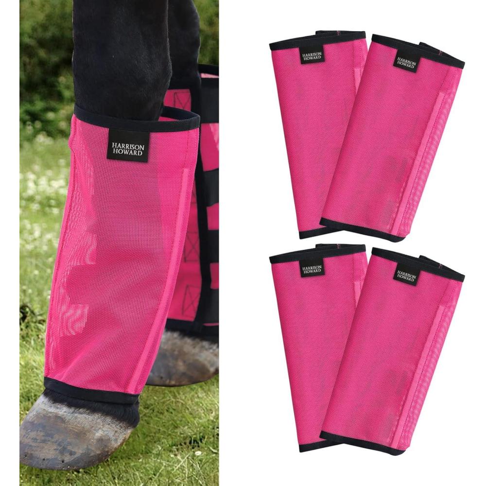 imageHarrison Howard LooseFitting Horse Fly Leggings Breathable TearResistant Fine Mesh Leg Guards Stayon Comfortable Fly Boots Set of 4 Blue PonyMagenta