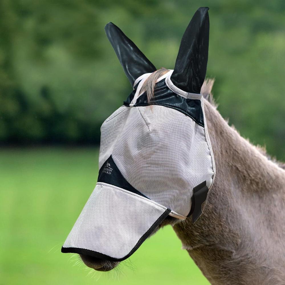 imageHarrison Howard Mule Donkey Fly Mask Full Face Protection with Nose CoverBlack