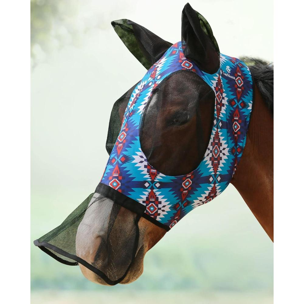 imageHorse Fly Mask with Nose Skirt Fine Mesh Sleek Pullon Design Green Tribe L Full Size