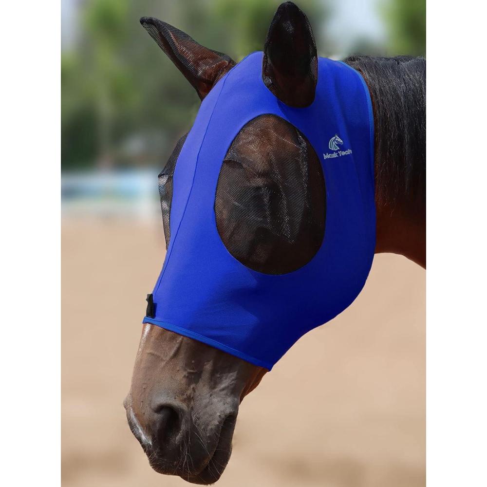 imageMask Tech Horse Fly Mask Elasticity Breathable Fabric with UV Protection Soft Mesh for Horse Everlasting Cosmos LDeep Blue