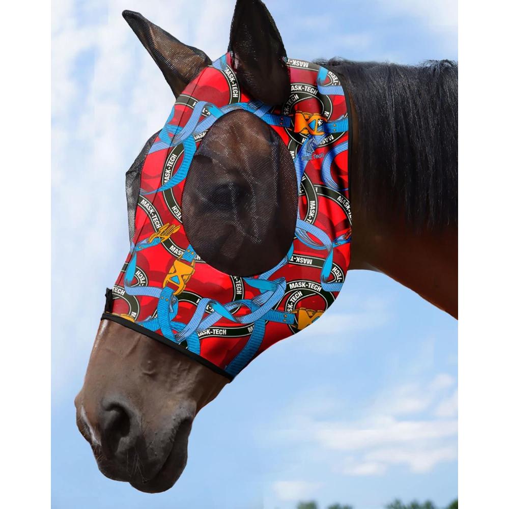 imageMask Tech Horse Fly Mask Elasticity Breathable Fabric with UV Protection Soft Mesh for Horse Everlasting Cosmos LEntwined Straps
