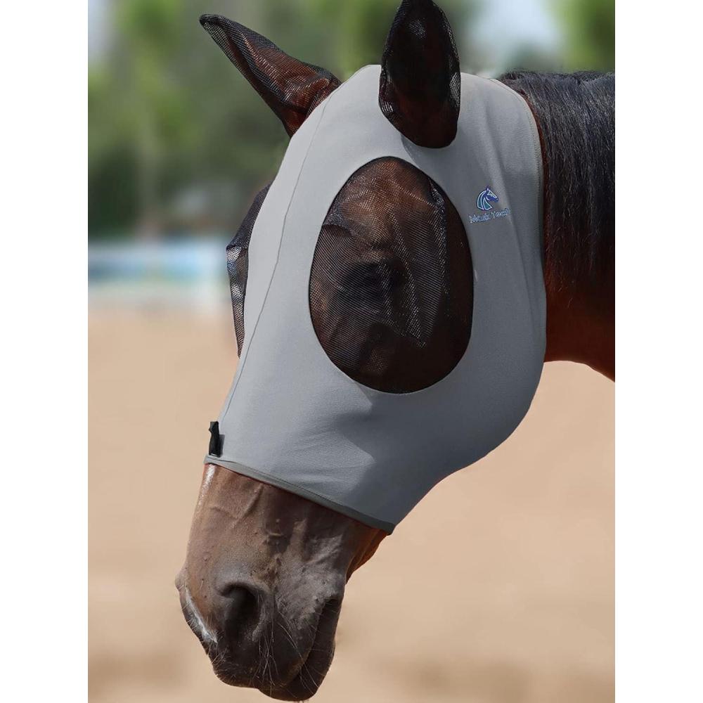 imageMask Tech Horse Fly Mask Elasticity Breathable Fabric with UV Protection Soft Mesh for Horse Everlasting Cosmos LGrey