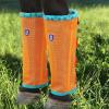 Fine Mesh Fly Boots Loose Fitting & Non-Slip Horse Fly Leggings Fleece Air Flow (Set of 4)(Soft Orange)