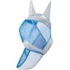 Harrison Howard CareMaster Horse Fly Mask Long Nose with Ears Full Face Black/Silver Retro Large Full Size(Silver/Blue)