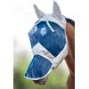 Harrison Howard CareMaster Horse Fly Mask Long Nose with Ears Full Face Black/Silver Retro Large Full Size(Silver/Blue)