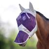 Harrison Howard CareMaster Horse Fly Mask Long Nose with Ears Full Face Black/Silver Retro Large Full Size(Silver/Purple)
