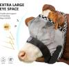 Harrison Howard Cattle Livestock Fly Mask Breathable Mesh Padded Edging with Fun Patterns Large Spacing Forelock Opening Design Adjustable Fit for Cattle Black(Light Grey)