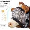 Harrison Howard Cattle Livestock Fly Mask Breathable Mesh Padded Edging with Fun Patterns Large Spacing Forelock Opening Design Adjustable Fit for Cattle Black(Zebra)