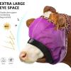 Harrison Howard Cattle Livestock Fly Mask Breathable Mesh Padded Edging with Fun Patterns Large Spacing Forelock Opening Design Adjustable Fit for Cattle Black(Purple)
