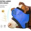 Harrison Howard Cattle Livestock Fly Mask Breathable Mesh Padded Edging with Fun Patterns Large Spacing Forelock Opening Design Adjustable Fit for Cattle Black(Print Blue)
