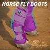 Harrison Howard Horse Fly Boots Perfect Contoured Fit Leg Guards Dense Mesh Boots with Ventilated Comfort Reliable Protection from Summer Elements Set of 4 Purple M(Purple)