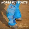Harrison Howard Horse Fly Boots Perfect Contoured Fit Leg Guards Dense Mesh Boots with Ventilated Comfort Reliable Protection from Summer Elements Set of 4 Purple M(Sky Blue)