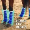 Harrison Howard Horse Fly Boots Summer Protection with Fleece Trim to Eliminate Rubbing Comfortable and Ventilating Mesh Leg Guards Set of 4 Mint L(Deep Blue)