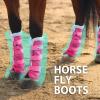 Harrison Howard Horse Fly Boots Summer Protection with Fleece Trim to Eliminate Rubbing Comfortable and Ventilating Mesh Leg Guards Set of 4 Mint L(Magenta)