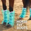 Harrison Howard Horse Fly Boots Summer Protection with Fleece Trim to Eliminate Rubbing Comfortable and Ventilating Mesh Leg Guards Set of 4 Mint L(Mint)