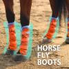 Harrison Howard Horse Fly Boots Summer Protection with Fleece Trim to Eliminate Rubbing Comfortable and Ventilating Mesh Leg Guards Set of 4 Mint L(Vibrant Orange)
