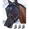 Harrison Howard LumiVista Horse Fly Mask Long Nose with Ears UV Protection for Horse Dream Star L Full Size(Paisley Wave)