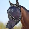 Harrison Howard LumiVista Horse Fly Mask Long Nose with Ears UV Protection for Horse Dream Star L Full Size(Paisley Wave)