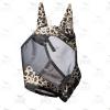 Harrison Howard LumiVista Horse Fly Mask Standard with Ears UV Protection for Horse Pastel Mix L Full Size(Leopard Print)