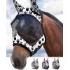 Harrison Howard LumiVista Horse Fly Mask Standard with Ears UV Protection for Horse Pastel Mix L Full Size(Pine Cones)