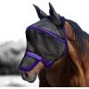 Harrison Howard Maskology Supreme Horse Fly Mask Stellar UV Protection with Detachable Nose Cover Well-Received 2-in-1 Mask Fuchsia Black L Full Size(Purple)