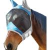 Harrison Howard Pro Luminous Horse Fly Mask Large Eye Space Standard with Ears UV Protection for Horse Light Champagne Small Pony(Azure Blue/Silver)
