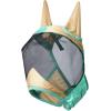 Harrison Howard Pro Luminous Horse Fly Mask Large Eye Space Standard with Ears UV Protection for Horse Light Champagne Small Pony(Champagne Gold/Mint)