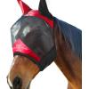 Harrison Howard Pro Luminous Horse Fly Mask Large Eye Space Standard with Ears UV Protection for Horse Light Champagne Small Pony(Scarlet Red/Black)