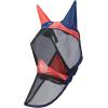 Harrison Howard Pro Luminous Horse Fly Mask Long Nose with Ears UV Protection for Horse Azure Blue/Silver L(Coral Orange/Navy)