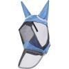 Harrison Howard Pro Luminous Horse Fly Mask Long Nose with Ears UV Protection for Horse Azure Blue/Silver L(Royal Blue)