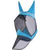 Harrison Howard Pro Luminous Horse Fly Mask Long Nose with Ears UV Protection for Horse Azure Blue/Silver L(Sky Blue)
