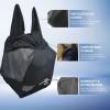 Harrison Howard UV-proof Multi-Function Fabrics Thick Fleece Padding Horse Fly Mask Half Face with Ears Mint Horse Large(Black)