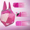 Harrison Howard UV-proof Multi-Function Fabrics Thick Fleece Padding Horse Fly Mask Half Face with Ears Mint Horse Large(Magenta)