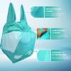 Harrison Howard UV-proof Multi-Function Fabrics Thick Fleece Padding Horse Fly Mask Half Face with Ears Mint Horse Large(Mint)