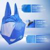 Harrison Howard UV-proof Multi-Function Fabrics Thick Fleece Padding Horse Fly Mask Half Face with Ears Mint Horse Large(Signature Blue)