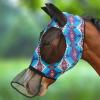 Horse Fly Mask with Nose Skirt Fine Mesh Sleek Pull-on Design Green Tribe L (Full Size)