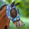 Horse Fly Mask with Nose Skirt Fine Mesh Sleek Pull-on Design Green Tribe L (Full Size)