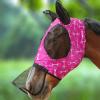 Horse Fly Mask with Nose Skirt Fine Mesh Sleek Pull-on Design Pink Skirt Pink Bits L (Full Size)