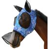 Horse Fly Mask with Nose Skirt Fine Mesh Sleek Pull-on Design Skirt Blue Leopard L Full Size