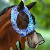 Horse Fly Mask with Nose Skirt Fine Mesh Sleek Pull-on Design Skirt Blue Leopard L Full Size