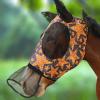 Horse Fly Mask with Nose Skirt Fine Mesh Sleek Pull-on Design Skirt-Golden Stars (L; Full Size)