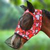 Horse Fly Mask with Nose Skirt Fine Mesh Sleek Pull-on Design-Cute Hearts (L; Full Size)